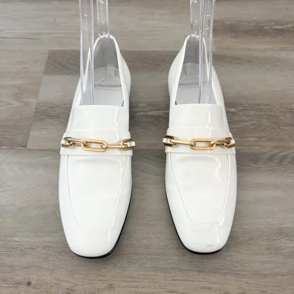 Burberry White Patent Leather Chillcot Loafers EU 37.5 - Picture 3 of 6